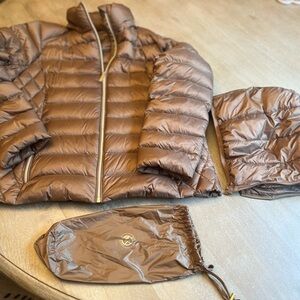 Michael Kors, packable down jacket, taupe, size XL.